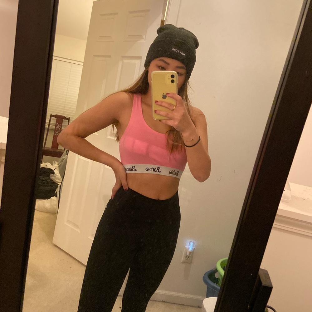 barbie pink cropped tank top bralette